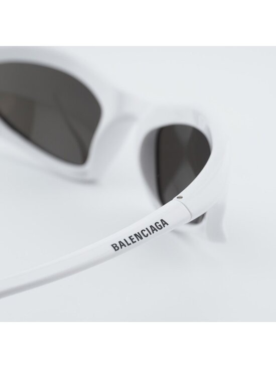 Balenciaga BB0229S 004 Unisex Sunglasses White Oval Frame, Grey Lenses main image 5